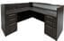 Charcoal Woodgrain L-Shaped Reception Desk w/Frosted Glass Panel