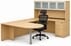Maple Peninsula U-Shaped Workstation with Hutch