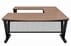 Urban Walnut Steel V-Leg Bow Front U-Shaped Desk
