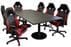 8'x 4' Charcoal Disc Base Table w/6 Black & Red Chairs - Conference Set 