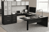 Elite Custom U-Shaped Peninsula Workstation with Cabinets - Left Bridge
