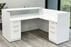L-Shaped White Reception Desk w/Frosted Glass Panel