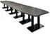20' x 4' Boat Shape Conference Table with Black Steel Bases