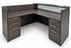 Charcoal Woodgrain L-Shaped Reception Desk w/Frosted Glass Panel