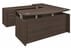 Columbia Walnut Conference U-Shaped Workstation, Height Adjustable L-Surface & 3 Drawers - 71