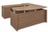 Urban Walnut Conference U-Shaped Workstation, Height Adjustable L-Surface & 3 Drawers - 71
