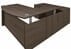 Columbia Walnut Conference U-Shaped Workstation, Height Adjustable L-Surface & 3 Drawers - 71