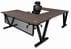 Columbia Walnut Steel V-Leg Rectangular Front U-Shaped Desk