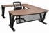 Urban Walnut Steel V-Leg Bow Front U-Shaped Desk
