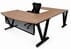 Urban Walnut Steel V-Leg Bow Front U-Shaped Desk
