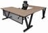 Urban Walnut Steel V-Leg Rectangular Front U-Shaped Desk