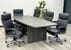 8' Charcoal Boat-Shaped Conference Table w/6 Black and Charcoal Leather Chairs