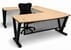 Beaumont Oak Steel V-Leg Bow Front U-Shaped Desk