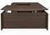 Columbia Walnut Conference U-Shaped Workstation, Height Adjustable L-Surface & 3 Drawers - 71