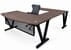Columbia Walnut Steel V-Leg Bow Front U-Shaped Desk