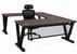 Columbia Walnut Steel V-Leg Rectangular Front U-Shaped Desk