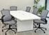 8' White Boat Shaped Table w/6 Mesh Chairs with Flip Up Arms in Gray or Black