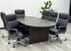 8' Mocha Oval Racetrack Conference Table w/6 Black and Charcoal Leather Chairs