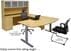 Maple Electric Lift Adjustable Height  U-Desk w/Hutch