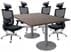 6' x 4' Modern Walnut Disc Base Conference Table with 4 Mesh Back Chairs Set