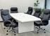 8' White Boat Shaped Table w/6 Executive Chairs Gray or Black