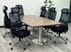 8'x4' Modern Walnut Rectangular Conference Table w/ Six Mesh Back Chairs with Headrests