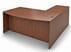 Cherry Laminate Bow Front L-Shaped Desk w/ 6 Drawers