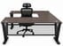 Columbia Walnut Steel V-Leg Rectangular Front U-Shaped Desk