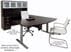 Mocha Electric Lift Adjustable Height  U-Desk w/Hutch