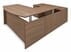 Urban Walnut Conference U-Shaped Workstation, Height Adjustable L-Surface & 3 Drawers - 71