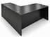 Black L-Shaped Rectangular Executive Desk w/6 Drawers