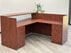 Cherry Laminate L-Shaped Reception Desk w/Frosted Glass Panel