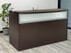 Mocha Rectangular Reception Desk w/Frosted Glass Panel