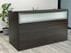 Rectangular Charcoal Woodgrain Reception Desk w/Frosted Glass Panel