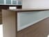 Rectangular Modern Walnut L-Shaped Reception Desk w/Frosted Glass Panel