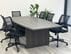 8' Charcoal Boat Shaped Table w/ 6 Black Mesh Mod Swivel Chairs Set