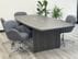 8' Charcoal Boat Shaped Table w/ 4 Vintage Gray Swivel Chairs Set