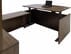 Adjustable Height Bow Front U-Shaped Desk w/Hutch in Modern Walnut