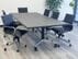 8' Folding Rectangular Conference table with Six Black Modern Classic Chairs Set