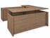 Urban Walnut Rectangular U-Shaped Workstation, Height Adjustable L-Surface & 3 Drawers - 71