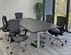 8' x 4' Charcoal  Rectangular Table w/Chrome Bases and 6 Gray Linen Chairs - Conference Set
