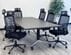 8' Folding Rectangular Conference table with Six Black Linear Mesh Chairs