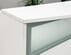 L-Shaped White Reception Desk w/Frosted Glass Panel