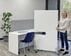 6' White Small Office 2-Person Desk with Mobile Divider and Tackable Privacy Panel