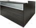 Charcoal Woodgrain L-Shaped Reception Desk w/Frosted Glass Panel