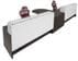 Emerge Glass Top 2-Person Shared Peninsula Reception Desk w/Drawers & LED Lights 