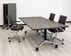 8' Folding Rectangular Conference table with Six Black Mesh Ergonomic Chairs Set