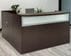Mocha L-Shaped Reception Desk w/Frosted Glass Panel
