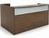 Rectangular Modern Walnut L-Shaped Reception Desk w/Frosted Glass Panel