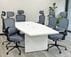 8' White Boat Shaped Table w/6 Mesh Chairs with Flip Up Arms in Gray or Black